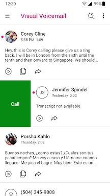 T-Mobile Visual Voicemail screenshots