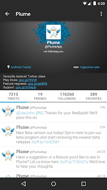 Plume for Twitter screenshots