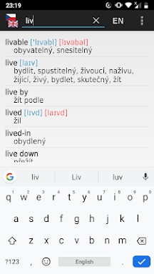 Czech-English offline dict. screenshots