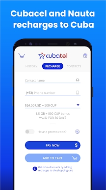 Cubatel - Mobile recharges to  screenshots