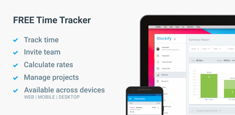 Clockify Time Tracker screenshots