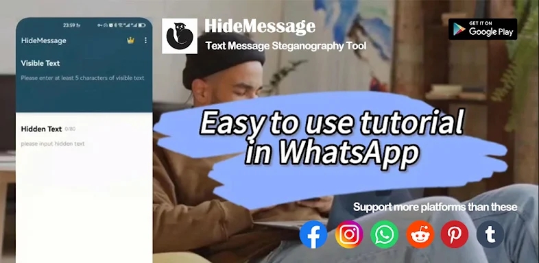 Hide Message : Secret text screenshots
