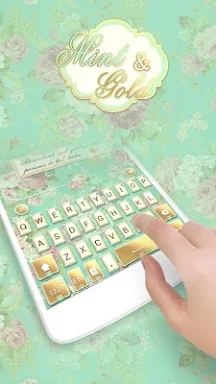 Mint & Gold GO Keyboard theme screenshots