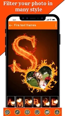 Fire Text Photo Frames App screenshots