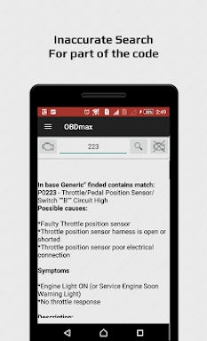 OBD2 scanner & fault codes des screenshots