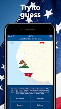 50 US States Map, Capitals & Flags - American Quiz screenshots