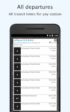 Phoenix Valley Metro timetable screenshots