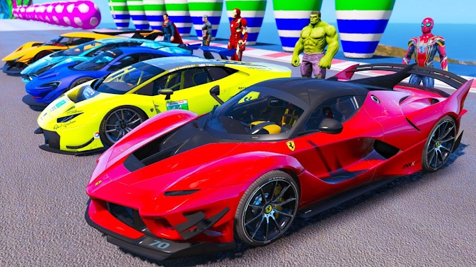 Superhero Car Stunt GT Racing screenshots