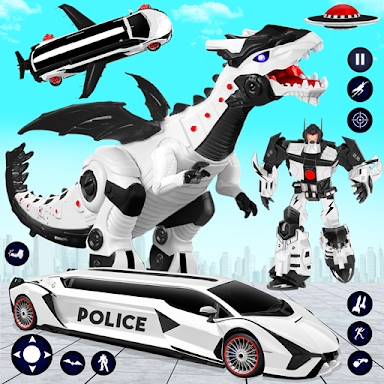 Limo Car Dino Robot Car Game screenshots