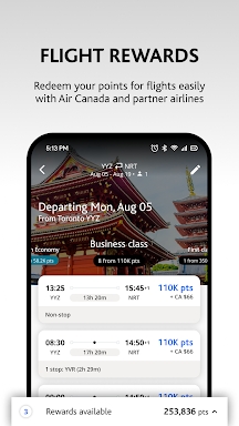 Air Canada + Aeroplan screenshots