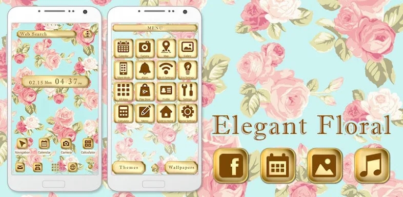 Cute Theme-Elegant Floral- screenshots