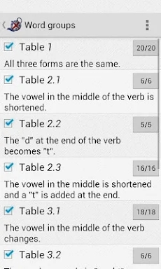 Irregular verbs screenshots