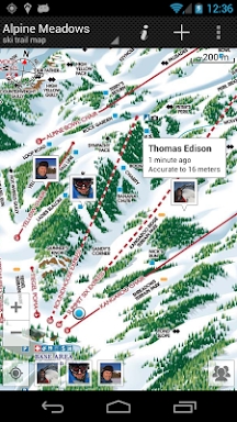 GPS on ski map screenshots