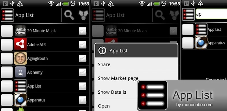 App List screenshots