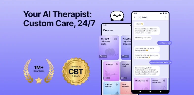 Sintelly: CBT Therapy Chatbot screenshots
