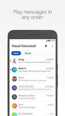 AT&T Visual Voicemail screenshots
