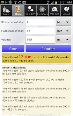 Solution Calculator Lite screenshots