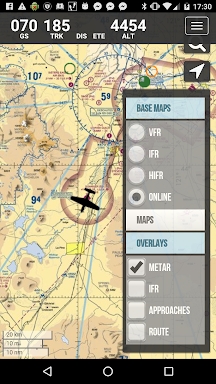 SkyCharts XC EFB geo-reference screenshots