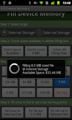 Fill Device Memory screenshots