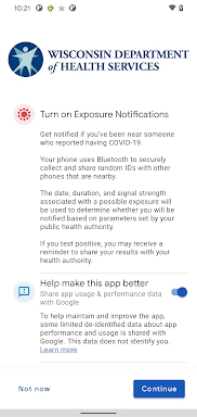 WI Exposure Notification screenshots