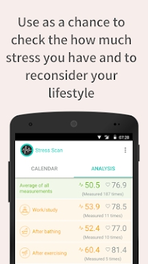 StressScan: heart rate monitor screenshots