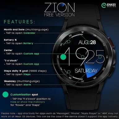 ZION Blue - digital watch face screenshots