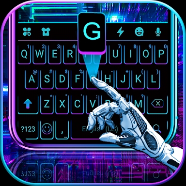 Black Neon 3D Keyboard Theme screenshots